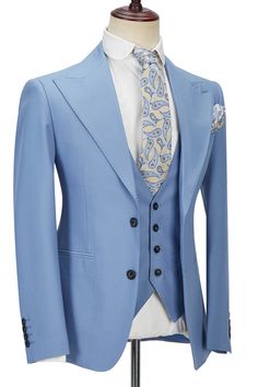 Mens Suits Sky Blue, Blue Mens Suit, Nice Suits, Sky Blue Suit, Suit 3 Piece, Wedding Blazers, Homecoming Suits, Dinner Suit, Wedding Suits Groom