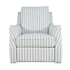 a blue and white striped chair on a white background