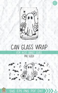 the can glass wrapper is designed to look like a ghost