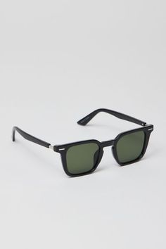 Square silhouette sunglasses with a plastic frame & molded nose bridge. Fitted with tinted UV-blocking lenses. Content + Care Plastic, metal Wipe clean Imported Size Bridge: 16mm Width: 46mm Height: 38mm | Highland Square Sunglasses in Black, Men's at Urban Outfitters