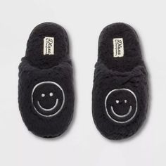 Dluxe By Dearfoams Kids' Happy Face Slide Slippers New With Tags From Target, No Imperfections Brand: Dluxe By Dearfoams Black Sizes Available: 11/12 (Listed As Size 11) Teddy Upper With Happy Face Embroidery. Flannel Lining And Teddy Sock. Machine Washable For Long Lasting Freshness. Cushioned Insole With Memory Foam Comfort. Easy On/Off Silhouette With Non Skid Tpr Outsole. Moose Slippers, Baby Boy Slippers, Fox Slippers, Girl Slippers, Dinosaur Slippers, Elf Slippers, Face Embroidery, Boys Slippers, Construction For Kids