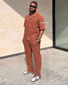 African Mens Outfit, Mens Clothing, Fashion Casual, Solid Color Outfits, Mens Shirt Pants, - Etsy Casual Brown Workwear Sets, Casual Brown Sets With Relaxed Fit, Casual Brown Relaxed Fit Set, Black Men Casual Style, Party Outfit Men, Latest African Men Fashion, Black Men Fashion Casual, Classy Outfits Men, Black Men Street Fashion