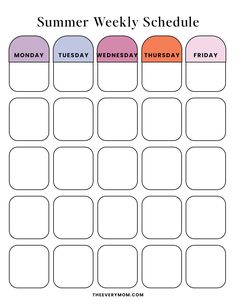 the printable summer weekly schedule for kids