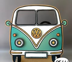 the vw bus is made out of cardboard and has been cut into smaller pieces