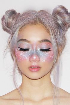 48 Fairy Unicorn Makeup Ideas For Parties pink #hair #pink hair Начни с малого, достигни великого Carnaval Make-up, Fantasy Make-up, Makeup Contouring, Halloweenský Makeup, Halloween Make-up Looks, Makeup Cantik, Make Up Designs, Festival Make Up, Mekap Mata