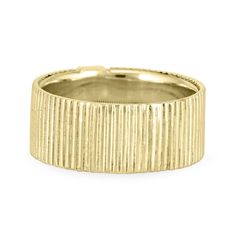 CBM-212 A truly unique design that combines both masculine and feminine elements, this 14k yellow gold ring features a subtle setting for your loved one's ashes that is reminiscent in shape of a radiant cut diamond, and vertical detailing all around its wide band. Dimensions: Ashes Setting: 8mm x 5mmBand Width: 8mm All dimensions are approximate and may vary slightly with every casting. Please Note: Jewelers recommend increasing your true ring size measurement by a half-size to accommodate this Modern Formal Rings With Fluted Bezel, Minimalist Yellow Gold Ring With Decorative Band, Minimalist Yellow Gold Rings With Decorative Band, 14k Gold Wide Band Stackable Rings For Formal Occasions, Formal 14k Gold Wide Band Stackable Rings, Modern Yellow Gold Rings With Decorative Band, Gold Promise Ring With Fluted Bezel, Gold Concave Ring For Anniversary, Adjustable Yellow Gold Wide Band Ring