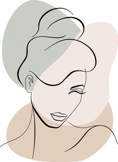 a drawing of a woman's face with her hair pulled back in a bun