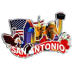 the san antonio sticker is shown in red, white and blue