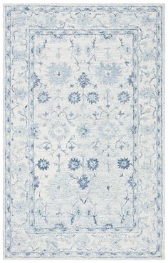 Micro-Loop 276 Country & Floral Hand Tufted 100% Wool Pile Rug Blue / Ivory Smart Bedroom, Blue Wool Rugs, Country Floral, Contemporary Bedroom Decor, Pile Rug, Contemporary Bedroom, Blue Ivory, Blue Wool, Floral Rug