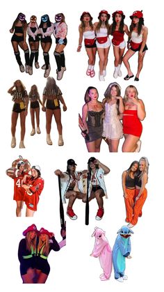 many different images of women dressed in costumes