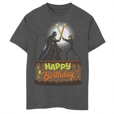 Celebrate his big day by surrounding him with family and friends wearing this Star Wars birthday tee. Celebrate his big day by surrounding him with family and friends wearing this Star Wars birthday tee. Crew neck Short sleeveFABRIC & CARE Cotton, polyester Machine wash Imported Size: X Small. Color: Charcoal. Gender: male. Age Group: kids. Material: Cotton Blend. Father And Son Birthday Cake, Birthday Cake Graphic, Cake Graphic, Star Wars Birthday Cake, Star Wars Birthday, Birthday Tee, Sons Birthday, Boy Tees, Father And Son