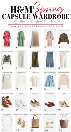 25 Pieces Affordable H&M Spring Capsule Wardrobe H&m Spring 2024, H&m Capsule Wardrobe, H And M Outfits, H&m Outfits, Wardrobe Challenge, H M Outfits, Fashion Reference