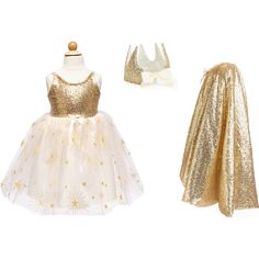 Deluxe Gold Sequins Dress Up Bundle, 3 pcs, Size 5-6 - Great Pretenders Play | Maisonette Festive Princess Dress In Gold, Festive Princess Gold Dress, Festive Gold Princess Dress, Gold Holiday Celebration Dress, Gold Dress For Party Season Celebration, Elegant Gold Dress For Dress-up Occasions, Gold Dress For Christmas Wedding, Gold Dress For Celebration In Party Season, Gold Christmas Wedding Dress