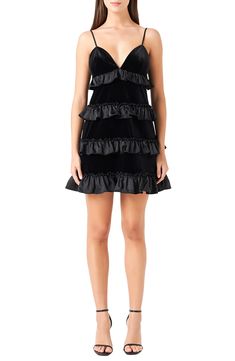 Discover your new favorite LBD with this minidress crafted from luxurious velvet contrasted with decadent tiers of satin ruffles. Slips on over head Sweetheart neck Adjustable straps Lined 95% polyester, 5% spandex with 100% polyester contrast Hand wash, line dry Imported Swim Suits, Sweetheart Neck, Mens Clothing Styles, Ruffles, Adjustable Straps, Hand Wash, Nordstrom, Velvet, Satin