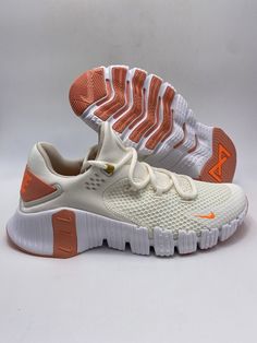 Nike W Free Metcon 4 Sail Total Orange Shoes (CZ0596 104)  Women's Size 8 Item is 100% Authentic Guaranteed Condition of Box:   Original Box  Condition of Item:  Brand New and Never Worn Listing Images Colors might have a slight variation due to lighting. Please review listing images before purchasing. Our Customer Service We strive to describe our inventory to the best of our knowledge. Questions or concerns before purchasing are welcomed and will be answered as fast as possible. If by any circumstance a mistake is made, please contact us first before leaving feedback.Shipping All items are shipped in a box.International Shipping:  We do ship to international addresses using eBay's Global Shipping Program. Buyers are responsible for any international customs, taxes and duties that may app Nike White Running Shoes With Rubber Sole, White Training Sneakers With Rubber Sole, White Running Shoes With Rubber Sole For Training, White Training Sneakers With Laces, White Training Sneakers With Cushioned Footbed, White Cushioned Training Sneakers, Nike Metcon, Orange Shoes, Boxing Conditioning