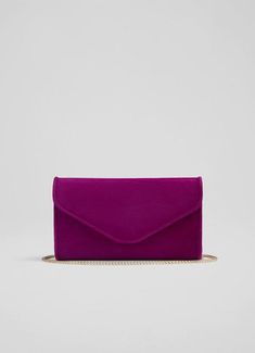 Dominica Clay Pink Suede Clutch Bag | Handbags | Collections | L.K.Bennett, London Purple Clutch, Suede Clutch, Bridal Clutch, Travel Cards, Royal Ascot, How To Stretch Boots, Envelope Clutch, Purple Bags, Pink Suede