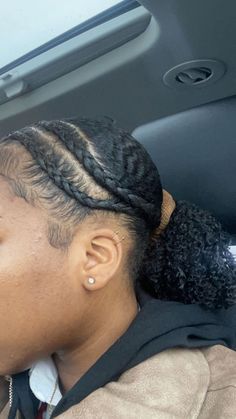 Natural Hairstyles For Black Women 4c Slick Back, Hairstyles For Black Women Natural Braided, Scalp Braids For Black Women Natural Hair, 2 Natural Braids, Braid Bun Natural Hair, Rubber Band Hairstyles Natural Hair Easy 4c, Protective Styles For Growth, 2 Braids Natural Hair Protective Styles, Naurtal Hairstyles