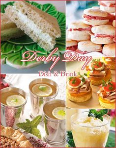 a collage of different desserts and drinks with the words derby day on it