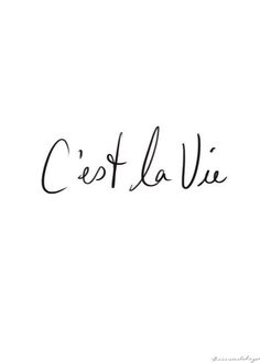 the word cet la vie written in cursive writing on a white background