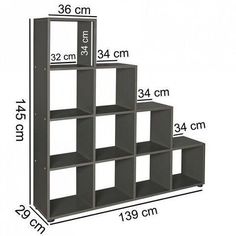 an image of a book shelf with measurements