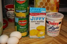 ingredients to make cornbread muffins sitting on a counter