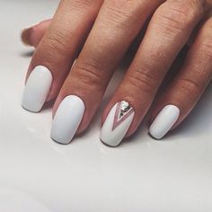 pinterest: morgangretaaa Mais White Gel Nails, Unghie Nail Art, Geometric Nail Art, Geometric Nail, Ombre Nail Designs, Nail Art Wedding, Ombre Nails, Nail Manicure