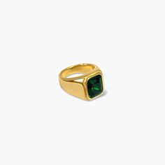 Our Heirloom Signet Ring, is a timeless symbol of enduring style and sophistication. Crafted with meticulous attention to detail, this vintage inspired ring features a classic design adorned with a striking center stone, radiating grace and refinement. Wear it alone or stacked for an extra bold statement. Stainless Steel Emerald Green Stone  7.4mm High x 15.5 mm Tall x 13.5 mm Wide Emerald Green Stone, Vintage Inspired Rings, Fashion Moodboard, Timeless Symbol, Mood Board Fashion, Green Stone, Signet Ring, Emerald Green, Favorite Jewelry