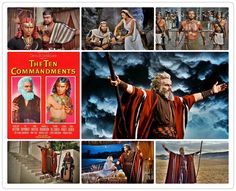 the ten commandments collage with images of men and women in ancient greek costumes