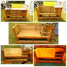 several pictures of different types of furniture made out of pallet boards and wood planks