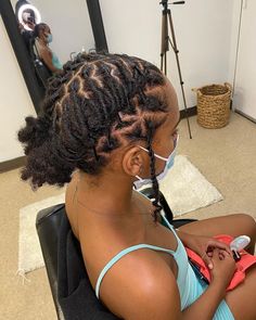 Loc Styles For Birthday, Really Short Locs, Loc Retwist Styles, 4 Cornrows, Cornrows Locs, Styling Locs, Retwist Styles, Marley Locs