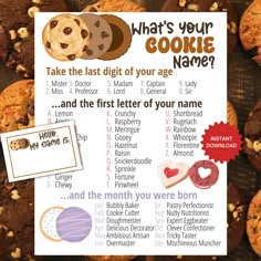 a cookie name game with cookies on it