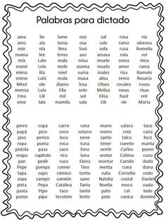 spanish words and numbers are arranged in the shape of a scalloped border, which includes