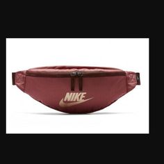 Nike Nsw Heritage Zip Hip Waist Bag Bum Bag Fanny Unisex Burgundy Ba5750 661 Fp1 Casual Brown Bag With Logo, Casual Nylon Bag With Logo, Nike Casual Bags For Outdoor Activities, Casual Nike Bags For Outdoor Activities, Casual Bags With Logo For Outdoor Activities, Casual Sports Bags With Logo, Trendy Nike Travel Bag, Casual Nike Shoulder Bag For Travel, Nike Everyday Bag With Zipper Pocket