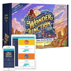 the wonder junction game with an iphone and ipad next to it, on a white background