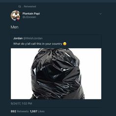 an image of a black trash bag on twitter