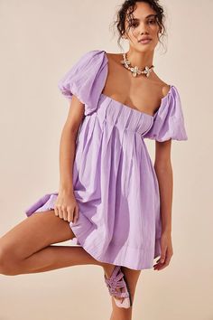 Marina Mini | Free People Rush Week Outfits, Hoco Dresses Flowy, Purple Summer Dress, Rush Outfits, Recruitment Outfits, Fancy Fits, Rush Dresses, Flowy Mini Dress, Purple Mini Dresses