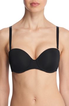 Soft foam contour cups disappear under clothes in this convertible underwire bra that lifts, shapes and supports. Removable, adjustable straps 86% nylon, 14% elastane with 47% nylon, 45% rayon, 8% elastane trim Hand wash, line dry Imported Classic Bra With Removable Cups And Underwire, Black Fitted Nursing Bra With Removable Cups, Fitted Black Nursing Bra With Removable Cups, Adjustable Straps Push-up Bra, Micro-elastic Nylon Bra With Removable Pads, Classic Full Coverage Bra With Removable Cups, Underwire Bra With Removable Pads In Nylon, Micro-elastic Underwire Bra With Removable Pads, Underwire Nylon Bra With Removable Pads