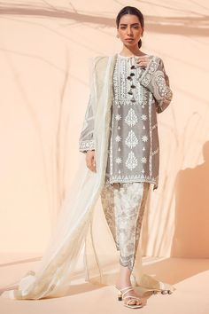 Zoha (B) – Sania Maskatiya International Gray Anarkali Set With Dupatta, Festive Gray Sets With Dupatta, Festive Embroidered Gray Sets, Festive Unstitched Gray Kurta, Gray Sets With Dupatta For Diwali, Gray Diwali Sets With Dupatta, Gray Designer Wear Sets For Eid, Gray Traditional Sets With Chikankari Embroidery, Traditional Gray Chikankari Embroidery Sets