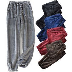 Season:Winter,Fall; Fabric:Polyester,Flannel; Gender:Men's; Closure:Drawstring; Nightwear Style:Loungewear,Sleepwear,Lounge Pants,Flannel Pajama Pants; Style:Fashion,Simple; Elasticity:Micro-elastic; Occasion:Bed,Home; Age Group:Adults; Pattern:Pure Color; Design:Elastic Waist; Bottom Type:Pant; Hips:; Length:; Waist: Cozy Pants With Pockets For Winter, Cozy Winter Pants With Pockets, Cozy Winter Bottoms With Pockets, Comfortable Blue Winter Bottoms, Kawaii Pjs, Sherpa Pants, Men's Sleepwear & Loungewear, Fleece Pjs, Warm Pajamas