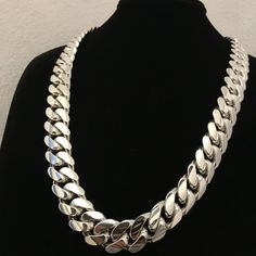 17mm 26inch pure solid silver 999 hand made cuban link Guys Watches, Cuban Link Chain Necklaces, Fresh Outfits, Watch Chain, Cuban Link Chain, Cuban Link, Link Chain, Chains Necklace, Silver Chain