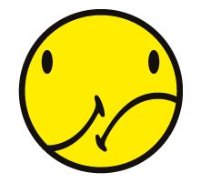 a yellow smiley face with an angry expression