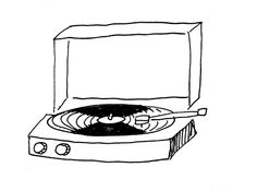 a drawing of a turntable with a record player in the box on it's side