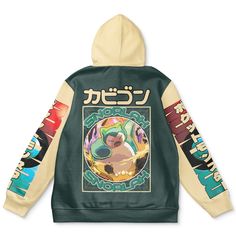 the back of a hoodie with anime characters on it