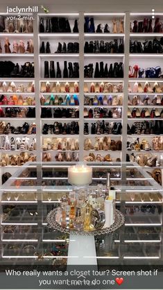 a display case filled with lots of women's shoes