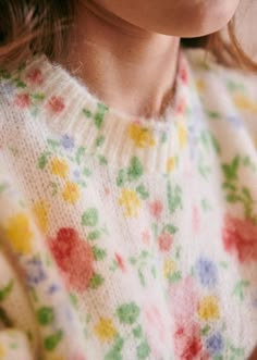 Mohair Jumpers, Floral Clothing, Women Sweatshirt, Autumn 2023, Floral Outfit, Parisian Style, Cotton Style, Season Autumn, Floral Printed