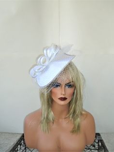 High quality white braid hat with rhinestones and netting You will receive the hat in the mail 4-6 business days after purchase shipped priority 3 day  see the shop for 150 more trending hats Grown Woman Style, Navy Blue Fascinator, Rhinestone Hat, Kentucky Derby Wedding, Blue Fascinator, Trending Hats, Pink Fascinator, Black Fascinator, Bride Hat