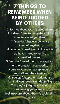 a purple poster with the words 7 things to remember when being judged by others