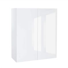 a white cabinet with two doors on the front and one door open to reveal something