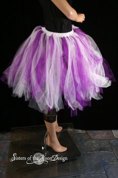 Streamer knee length tutu skirt adult purple by SistersOfTheMoon, $35.00 Halloween Dance Tulle Skirt, Spring Costume Party Tutu Dress With Tulle Skirt, Halloween Stretch Tulle Petticoat, Stretch Tulle Petticoat For Halloween, Princess Style Tutu Dress For Costume Party, Princess Tutu Dress For Costume Party, Princess Tutu Dress With Tulle Skirt For Costume Party, Purple Party Tulle Petticoat, Purple Tulle Petticoat For Party