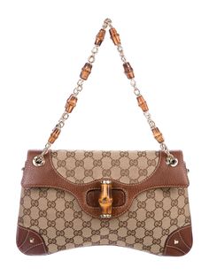 Gucci Bamboo Chain Shoulder Bag - Brown Shoulder Bags, Handbags - GUC228155 | The RealReal Gucci Bamboo, Brown Shoulder Bag, Gucci Shoulder Bag, Interior Wall, Gucci Handbags, Outdoor Brands, Chain Shoulder Bag, Camping Gear, Small Leather Goods